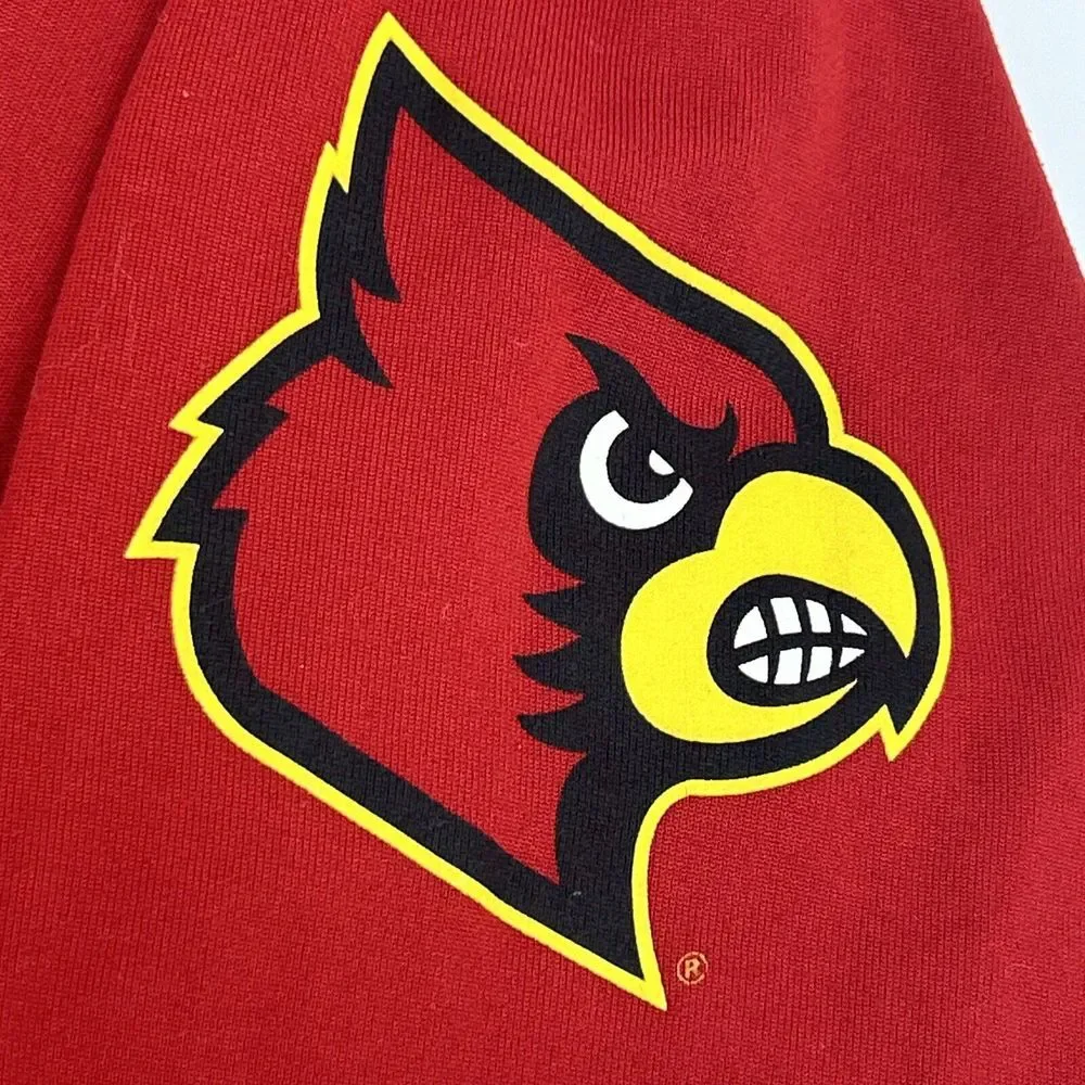 Louisville Cardinals Shirt Men's M Red adidas Long Sleeve Crew Neck Basketball‎